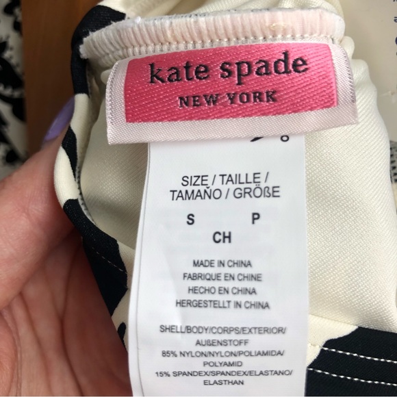 NWT ♠️ Kate Spade BLACK Floral belted High-Waist Bikini Swim Bottom | S - Picture 9 of 10